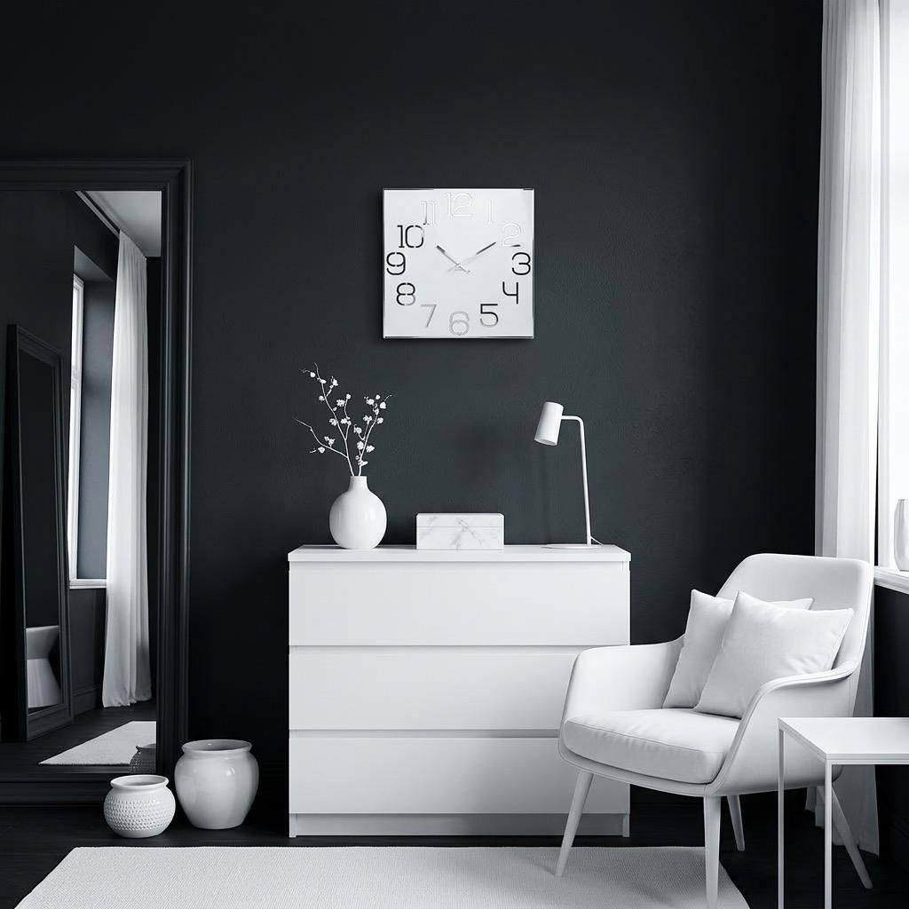Wall Clock for the Living Room, White, Digital, 30cm