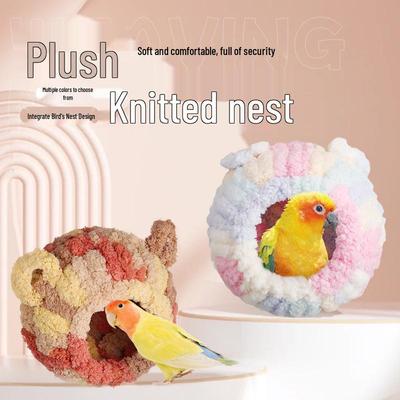 Plush Cotton Parrot Nest: Cozy, Warm, Woven Bird Nest for Autumn & Winter