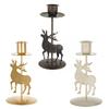 1PC Iron Artistic Deer Candlestick Stable Retro Christmas Personality Festive Use Repeatedly Atmosphere Candle Party