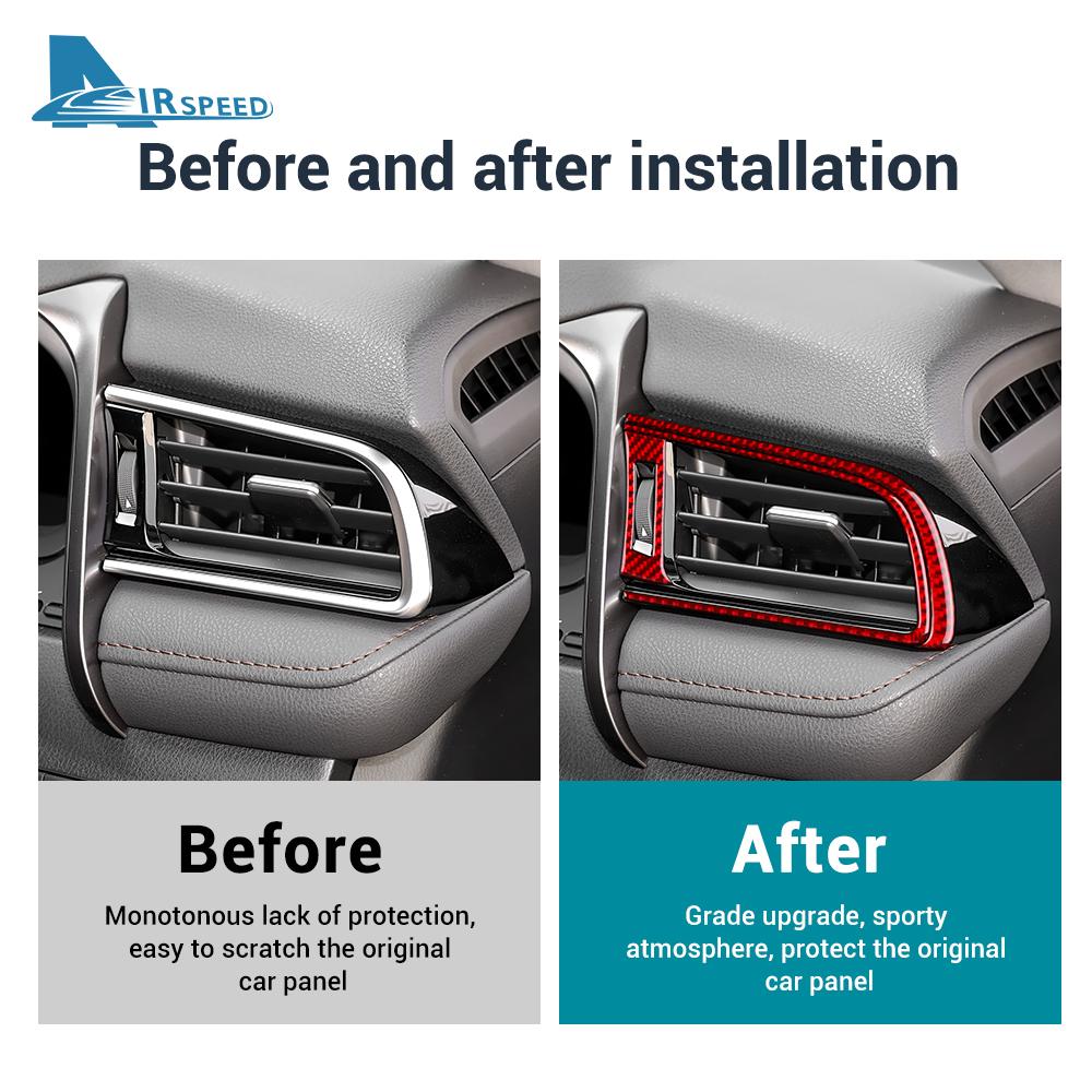 Real Soft Carbon Fiber For Toyota Camry 2018 2019 2020 2021 2022 2023 2024 LHD RHD Car Passenger Instrument AC Outlet Sticker