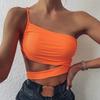 Hollow Out Sexy Crop Top Women One Shoulder Summer Casual Sexy Tops