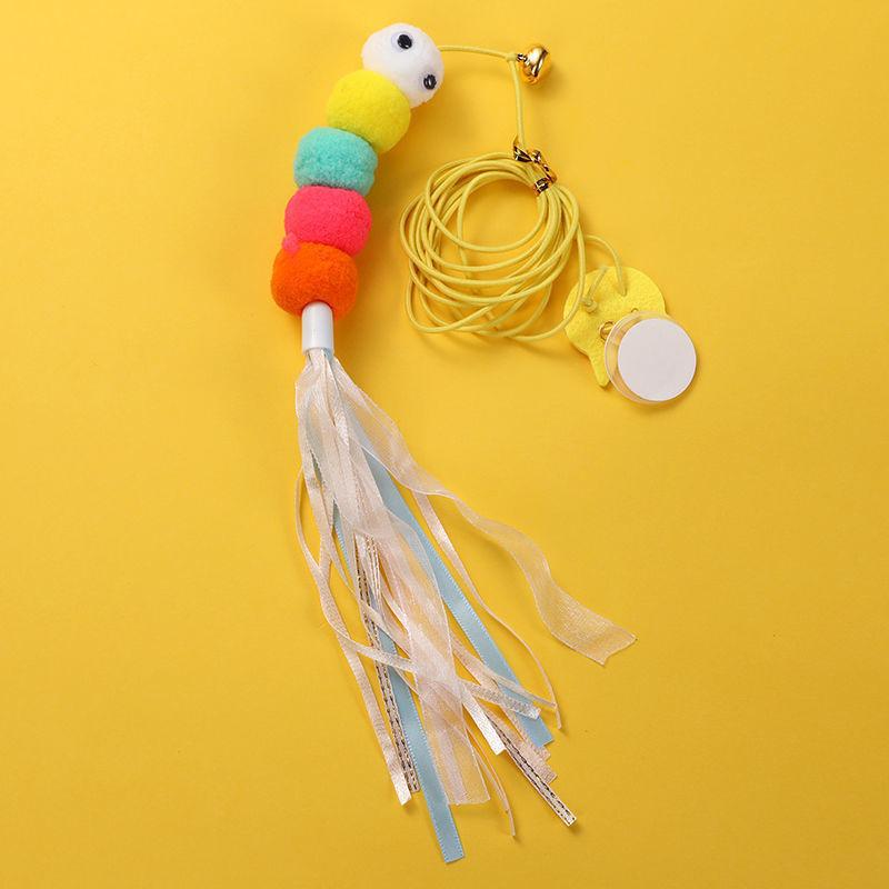 Hračka pro kočky na závěsné dveře: Elastické lano na hraní, mávátko pro hru o samotě, pro zmírnění nudy a zábavu odolnou proti kousání