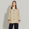 TaTu Women's Autumn/Winter Color-Block Loose Lapel Mid-Length Trench Coat