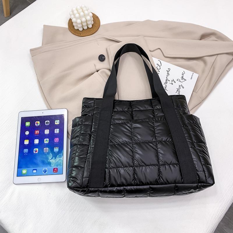 Luxury Design Lattice Totes Women's 2021 New Winter Down Cotton Jacket Bags Brand Shoulder Bag Female Shopping Handbag and Purse