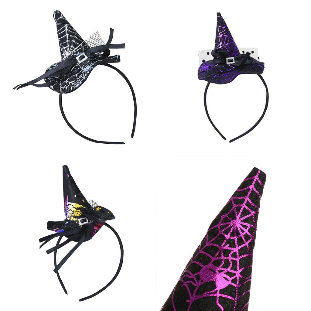 Halloween Witch Hat Headband Pumpkin Hair Hoop Spider Web Costume Party Props