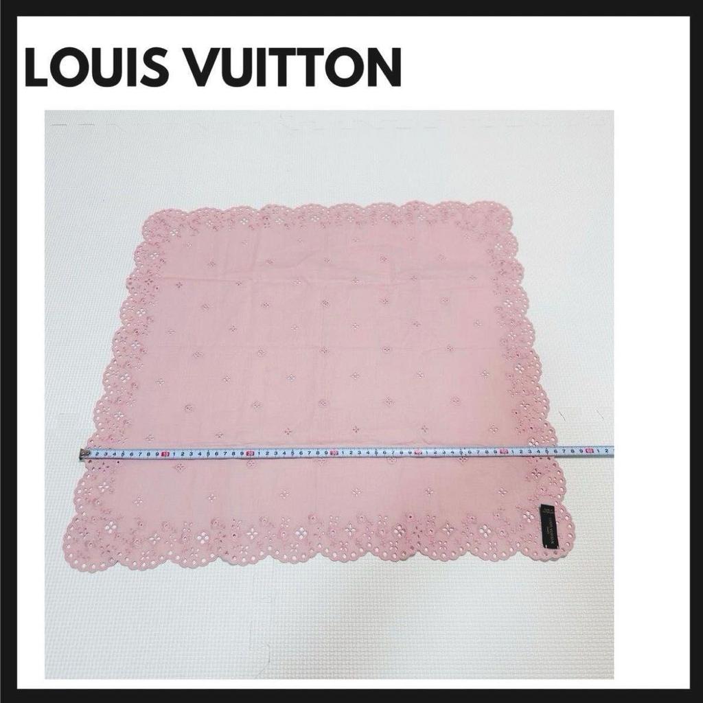 Used LOUIS VUITTON Scarf Cotton Pink With Box