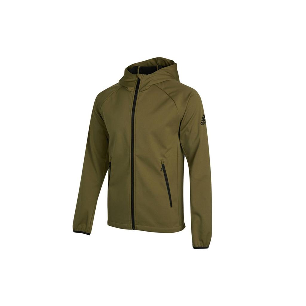 Adidas Outdoor Sports Fleece-Lined Hooded Jacket with Logo Men Outerwear Olive H13801