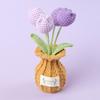 2025 Tulips Crochet Flowers with Kintted Potted Kinttted Sunflower Pot Desk Accessories Handwoven Plant Pot Home Decor Gift