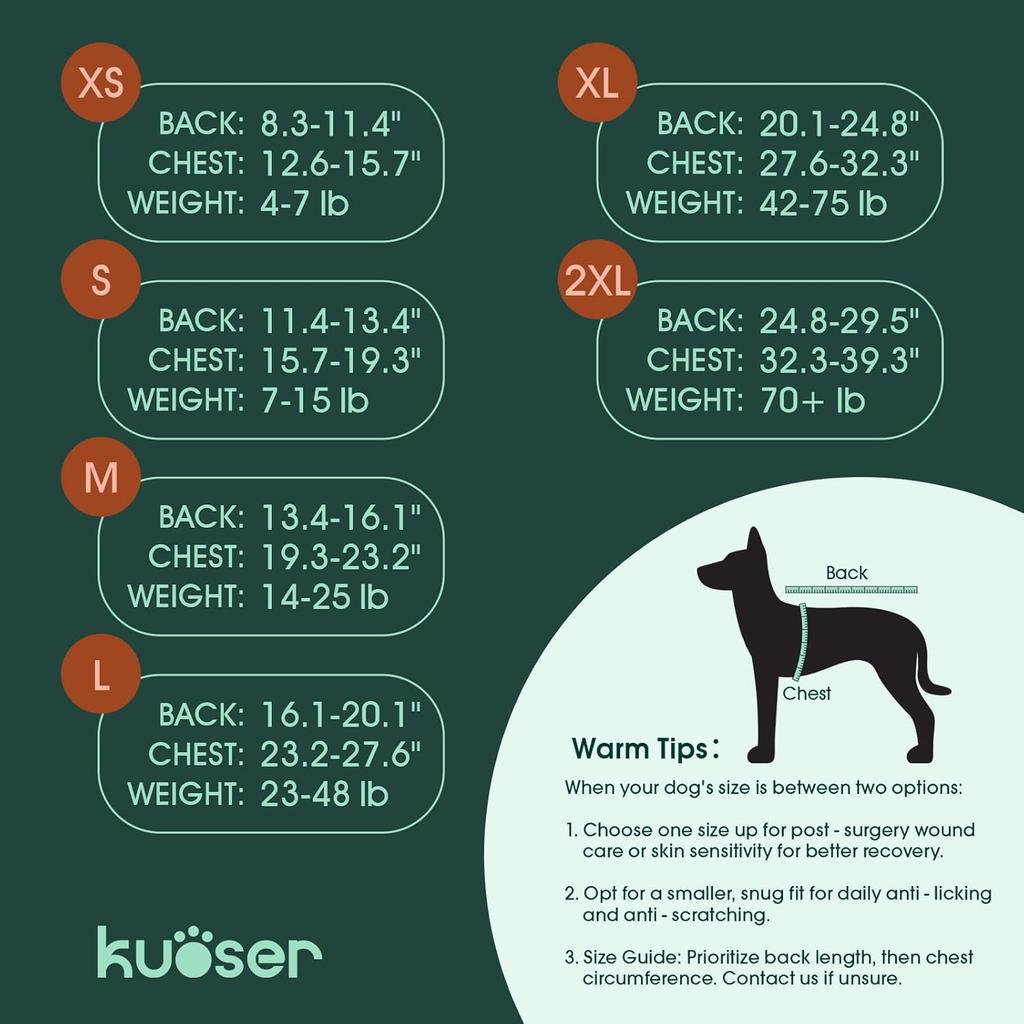 Kuoser Recovery Suit for Dogs Cats After Surgery, Professional Pet Recovery Shirt Dog Abdominal Wounds Bandages, Substitute E-Collar & Cone,Prevent
