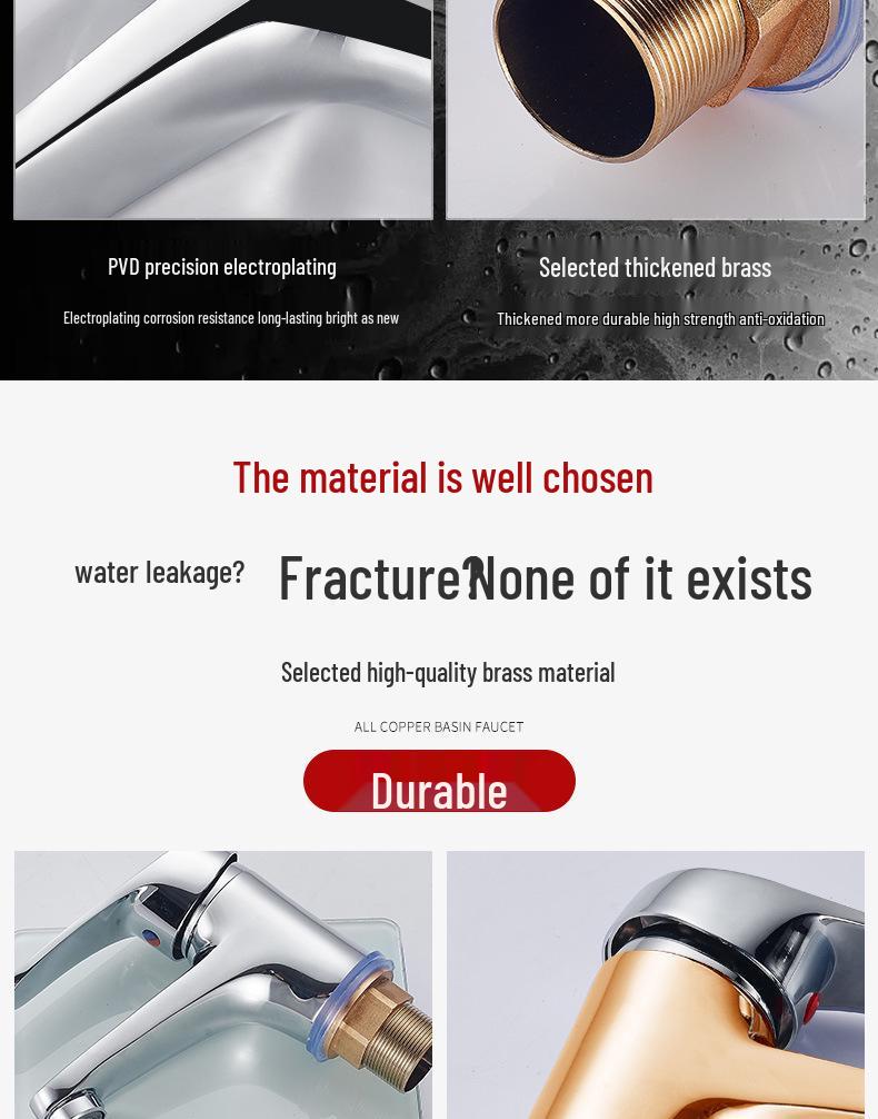 All-Copper Single Hole Hot and Cold Bathroom Countertop Basin Faucet