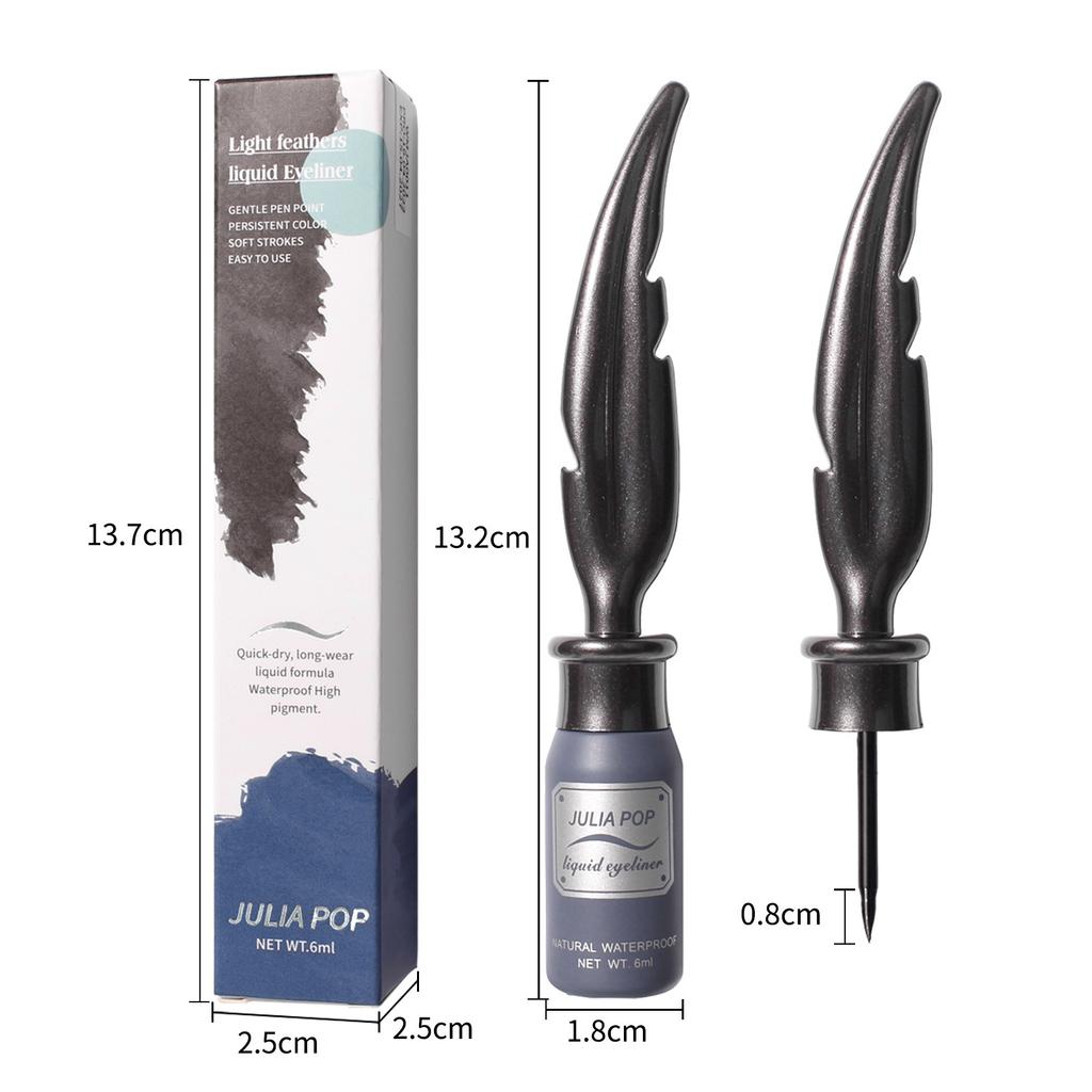 Feather Eyeliner Waterproof Long Lasting Non-Smudge Quick Dry Extremely Fine Black Brown