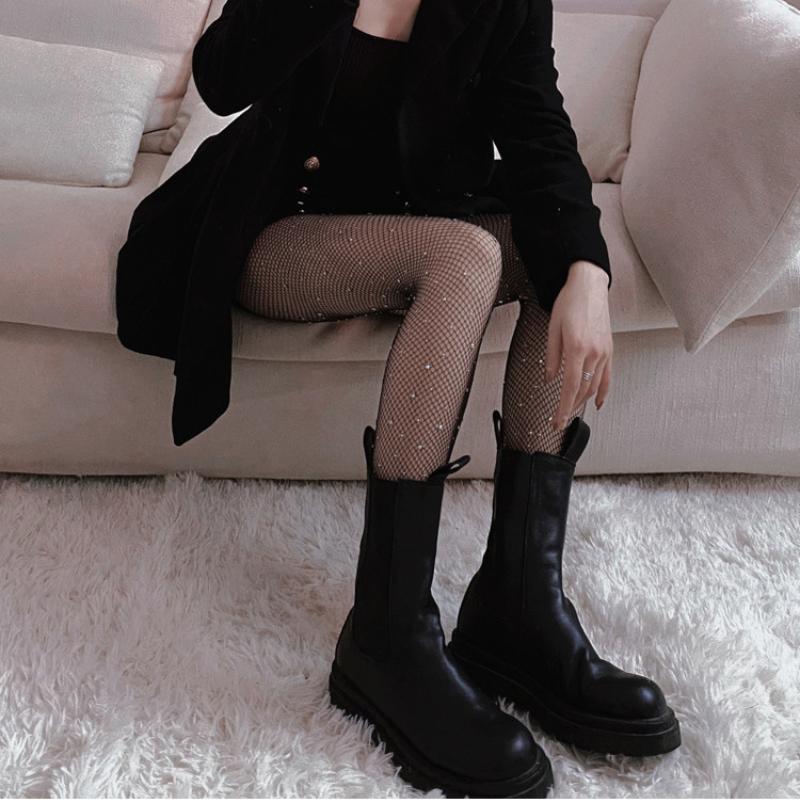 Women's Sexy Starry Sky Hot Diamond Fishnet Stockings Black Stockings with Diamonds Fishnet Stockings Thin Mesh Pantyhose