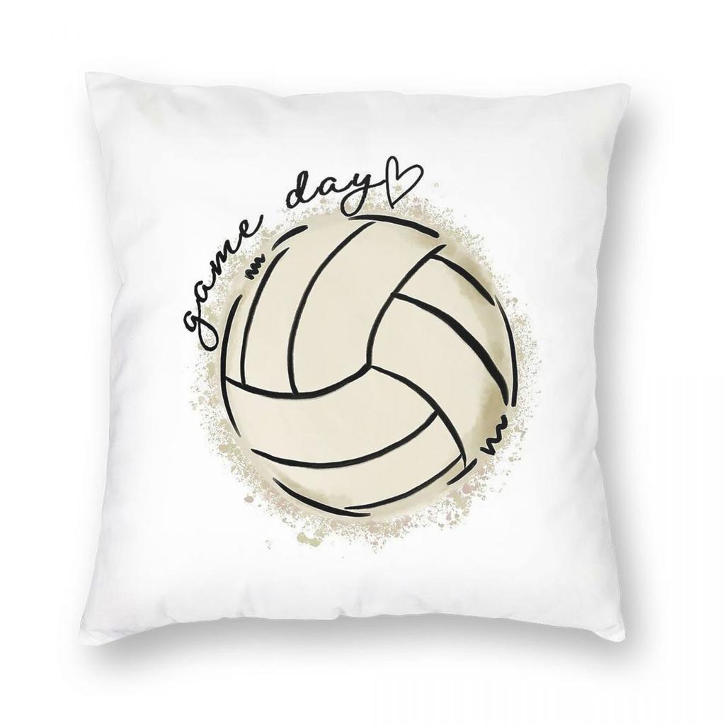 Volleyball Game Day Square Pillowcase Polyester Linen Velvet Printed Zip Decor Pillow Case Sofa Cushion Cover 18"
