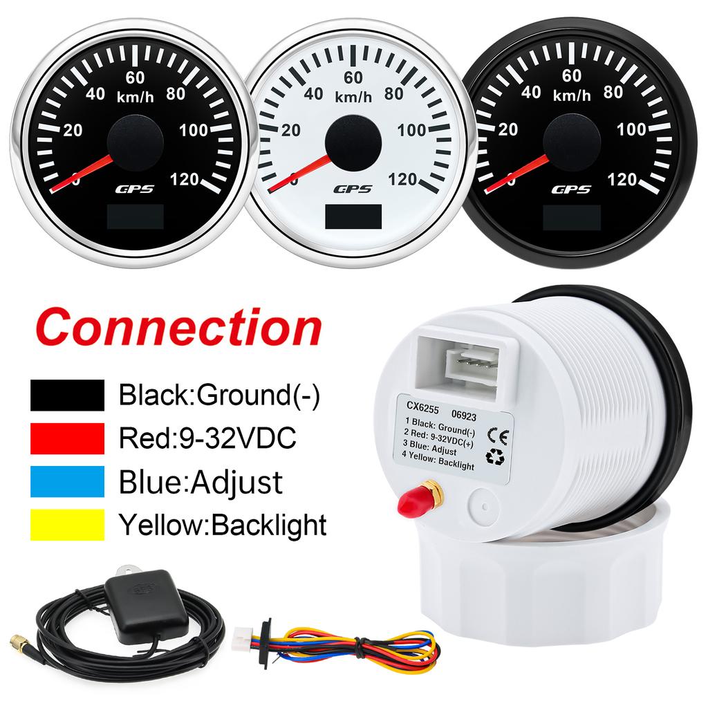 200km/h 120km/h 60 km/h Waterproof 52MM GPS Speedometer Speed Odometer with Antenna 7 Colors Light Universal For Car Boat Marine