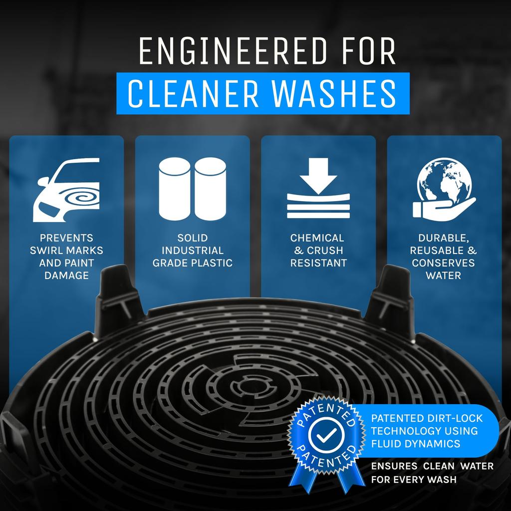 Detail Guardz DIRT LOCK Bucket Car Wash Automotive Grit Sand and Stone Filter, Anti-Scratch, Supplies, Filter, Separator, Black, Patented, DG-DL-BLK