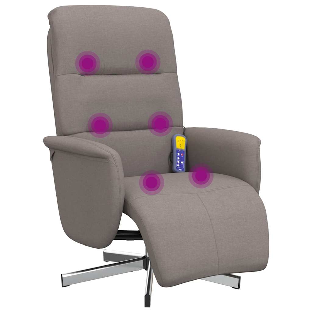 Massage Chair with Footrest Taupe Fabric