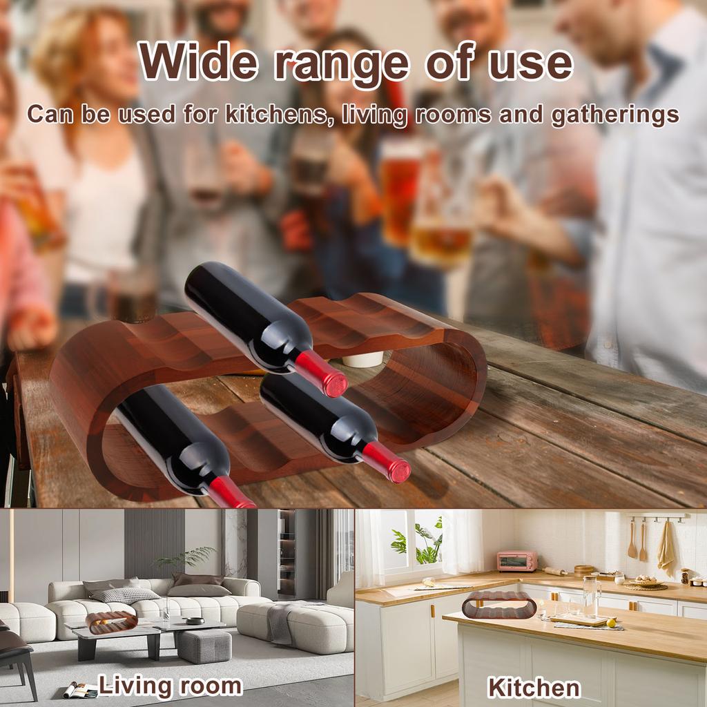 Wooden Wine Rack 2 Layer Wine Bottle Display Rack Non-slip Bottle Holders For Kitchen Pantry Bar Wine Cabinet Collection Display