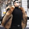 Winter High-end Warmth Imitation Fur Raccoon Fur Liner Mid-length Mink Fur Plus Velvet Thick Mink Casual Men's Clothing Parka Coat