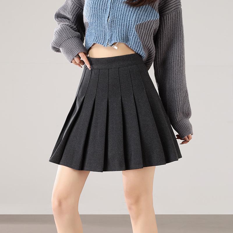 2025 Autumn/Winter Retro High-Waisted Pleated Mini Skirt – Anti-Exposure Design XXXL
