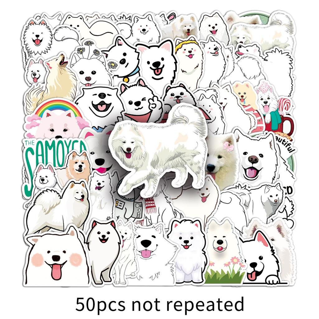50 Samoyed Dog Graffiti Stickers – Cute Cartoon Waterproof Stickers for Kids' DIY Projects, Phones, and Suitcases