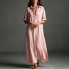 Summer Casual Solid Color Short Sleeve A Line Maxi Dress