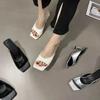 New Summer Women Sandals Square Toe Ladies Heel Mules Sexy High Heels Sandal Slippers Female Fashion Designer Woman Shoes