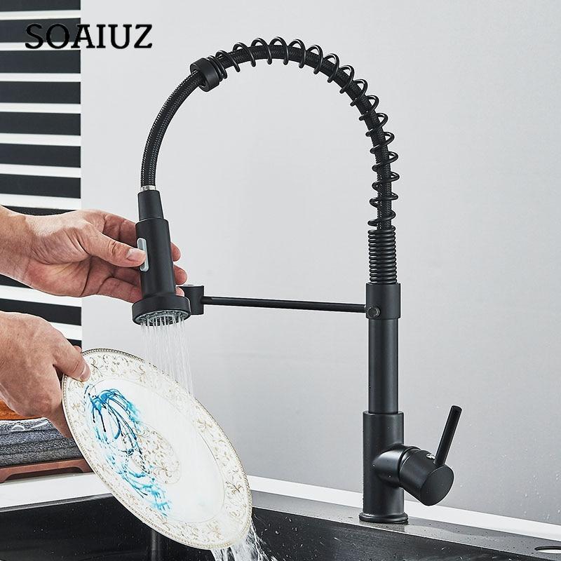 Rozin Matte Black Kitchen Faucet Deck Mounted Mixer Tap 360 Degree Rotation Stream Sprayer Nozzle Kitchen Sink Hot Cold Taps