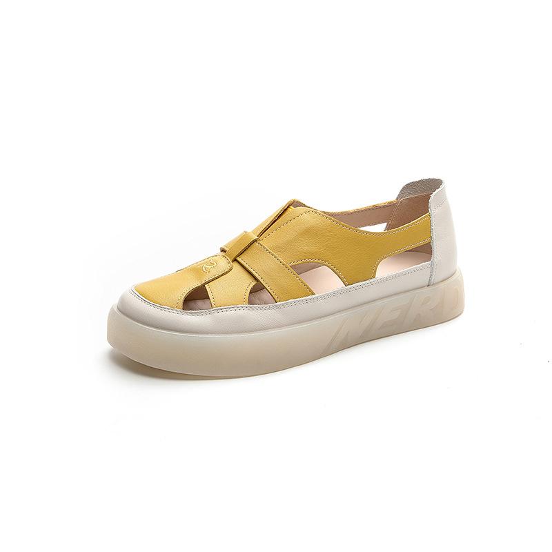 Crocs Casual and Versatile Flat Soft-soled Sandals Soft Leather Nurse Shoes