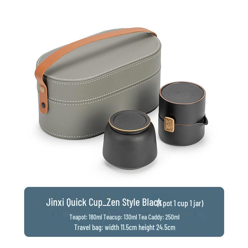 Junshenshi Portable Ceramic Travel Tea Set One Pot, Two Cups & Tea Caddy
