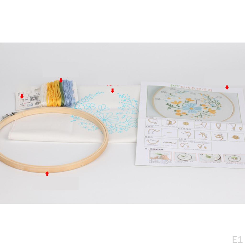 DIY-Handarbeitssets mit Stickrahmen-Stich-Bastel-Blumenmuster