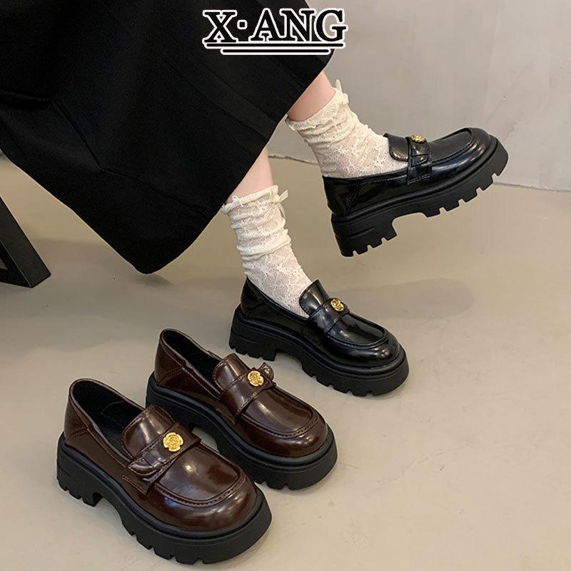 Muffin Platform Heightening Loafers Women's Shoes 2025 Spring New British Style Small Leather Shoes Genuine Leather Mary Jane Shoes