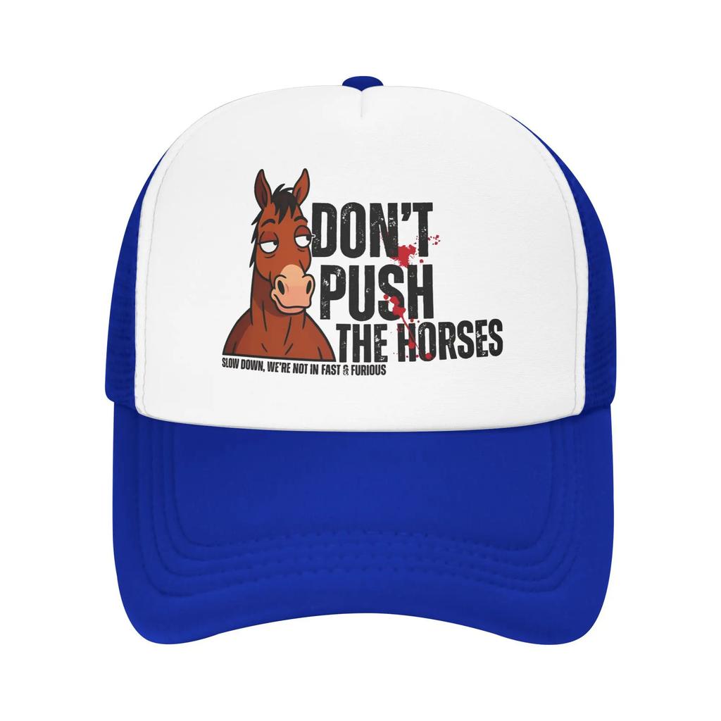 Summer Cooling Dont Push The Horses Funny Meme Quote Mesh Caps Men Women Adjustable Foam Trucker Hats For Casual Wear