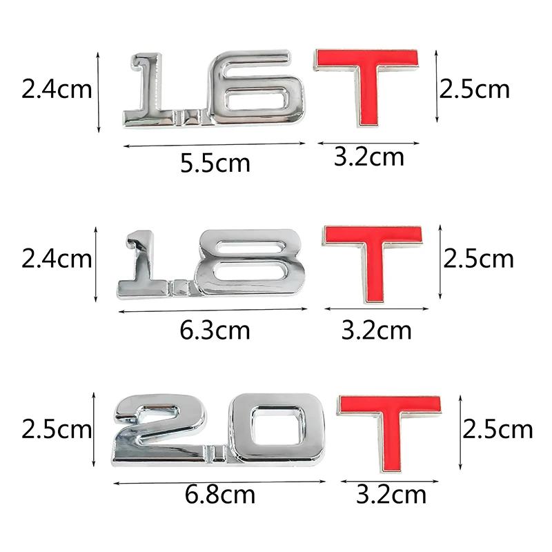 New Car 3D Metal 1.6T 1.8T 2.0T 2.8T Logo Sticker Emblem Badge Decals for Mazda KIA Renault TOYOTA BMW Ford Focus Car Styling
