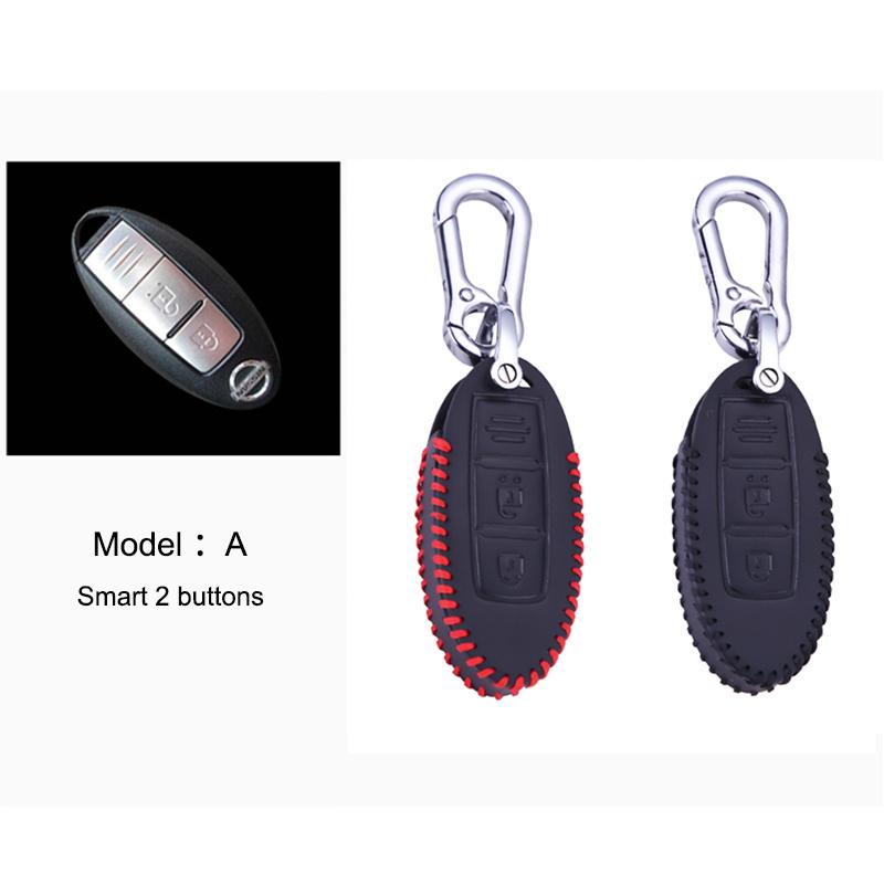 Nissan Key Fob Case 2 Buttons for Qashqai X-Trail Altima Soft Leather Key Shell Cover with Keychain