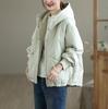 Women's Diamond Pattern Hooded Cotton Jacket - Winter Coat with Dark Buckle, Style 81607.