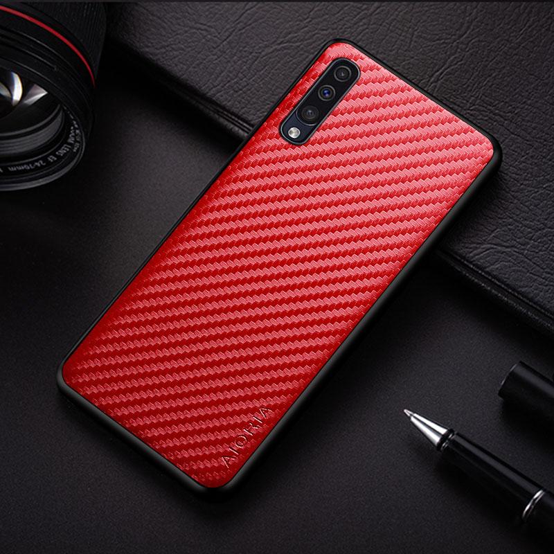 

Ударопрочный тонкий чехол из углеродного волокна для Samsung Galaxy A70 A50 A50S A40 A30S A10 Нескользящий защитный чехол для всего тела A70 красный