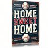 Vintage Sweet Home Tin Sign 20x30, Rustic Baseball Metal Wall Art, Distressed Iron Decor for Farmhouse Porch Living Room