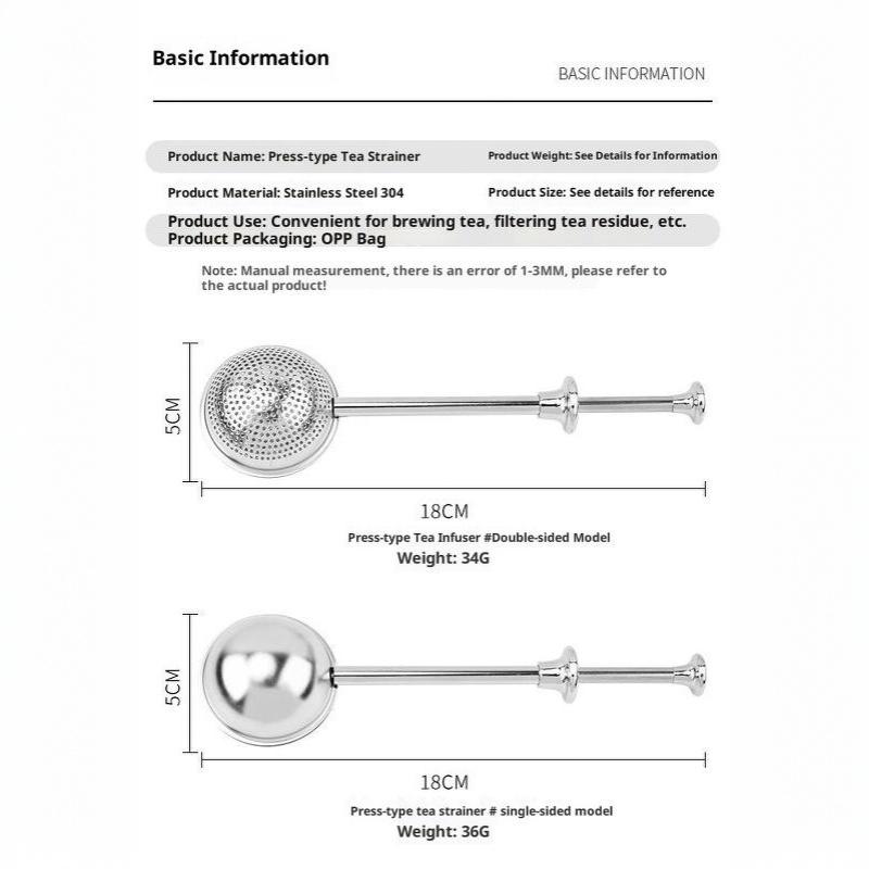 Food Safe 304 Stainless Steel Telescopic Spherical Tea Filter Reusable Infuser for Tea Brewing Kitchen Baking