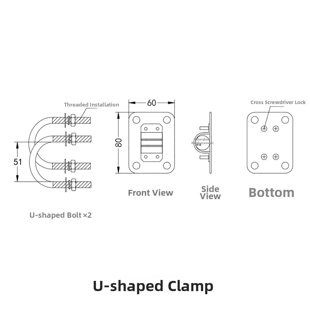 Antenna Mast Clamp Mounting Bracket For Satellite Antenna Roof Mounting Bracket For Balconies RVs 25-52mm Outdoor Extenders