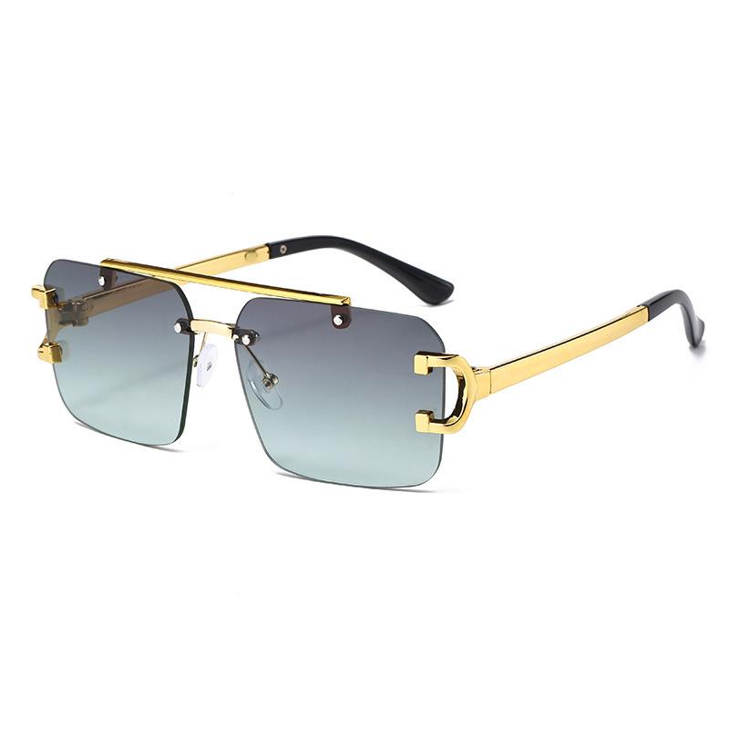 Frameless Fashionable Sunglasses, Box Personalized Stall Sunglasses, Foreign Trade Sunshade Double Beam Glasses, Versatile Light Luxury Tide