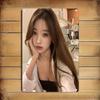 HD Metal Tin Sign Beautiful Asian Girl in White Shirt Casual Indoor Selfie Portrait Wall Art Decor