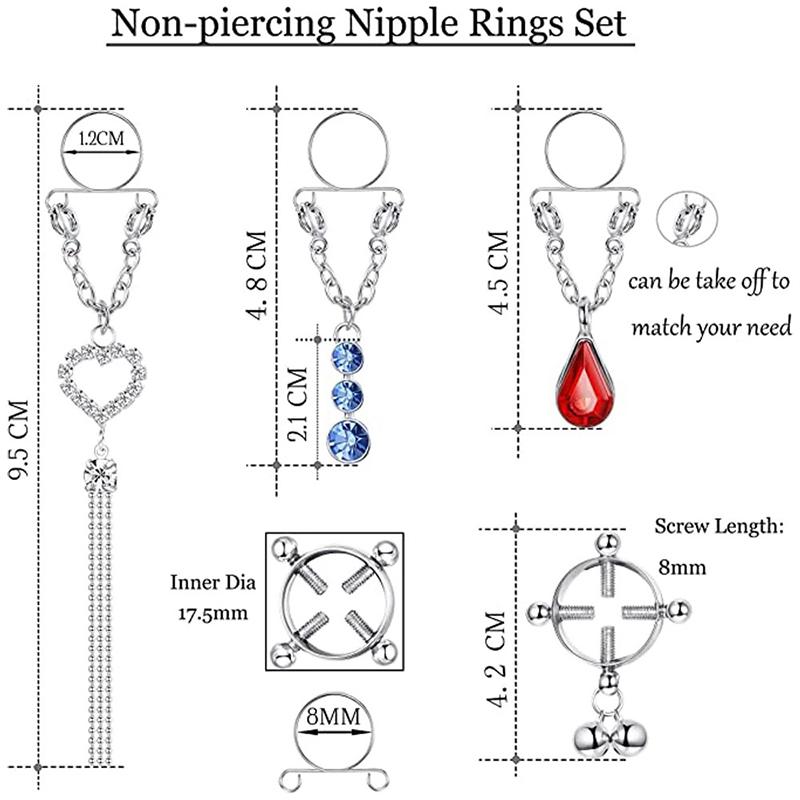 1 Pair Sexy Tassel  Butterfly Pendant Fake Nipple Ring For Women Girls Adjustable Faux Nipple Piercing Body Jewelry