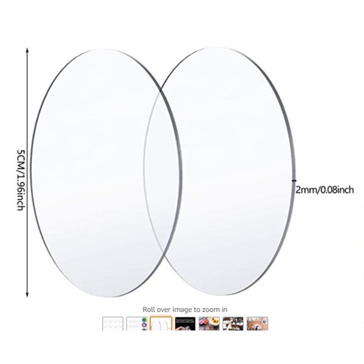 Acrylic Transparent Laser-Cut Round Disc with Film, No Holes 50mm diameter, 1mm thick