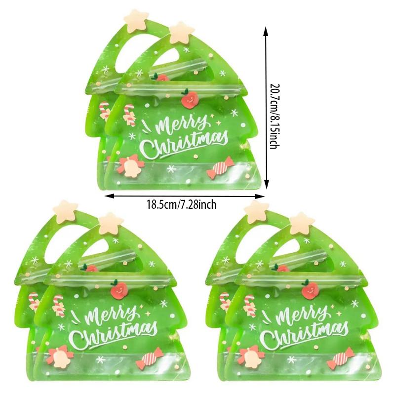 Christmas Tree Festival Gift Handle Bags for Candy Biscuit Cookies Chocolate Packaging Bags Birthdays Parties Holiday Decor