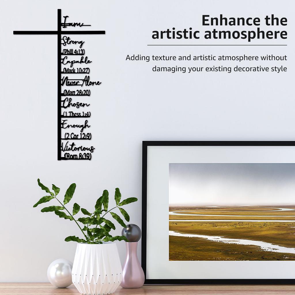 Metallkreuz Wandkunst Schrift inspirationale Glaubenserklärung Design Vintage Wanddekoration Kreuz Hängende Kunst für Zuhause Kirchen Dekoration