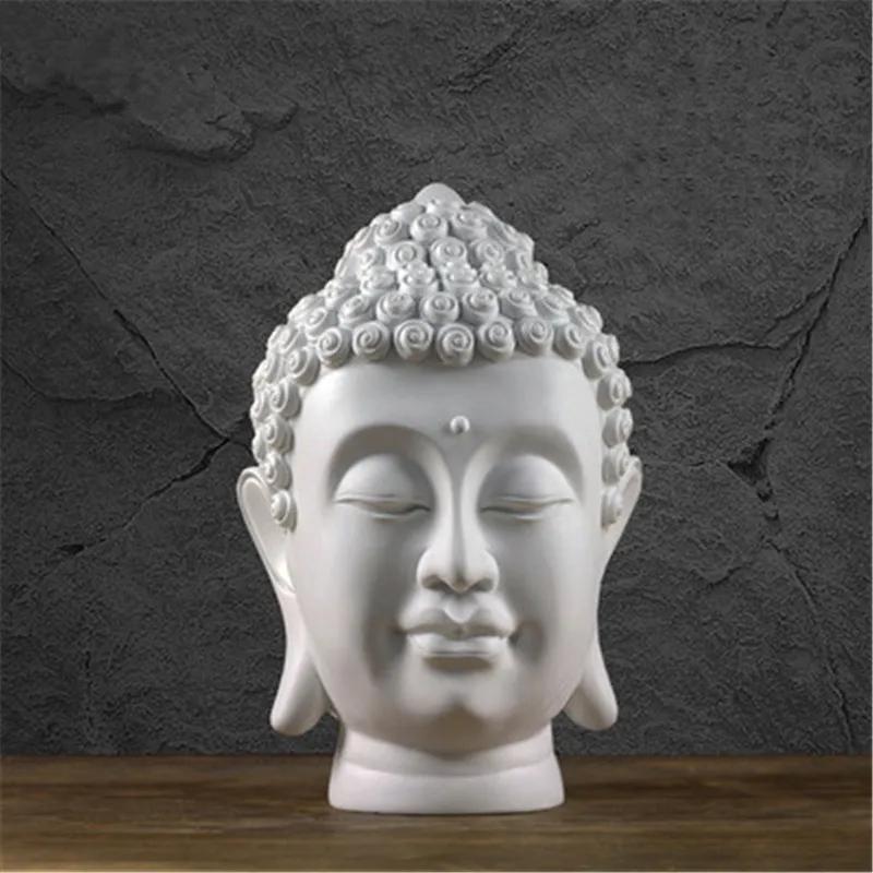 

Resin Buddha Head Sculpture Statues Craft Decoration Ornaments Buddhism Yoga Decoration Home Garden Crafts Statues Sculptures 15x20cm чистий білий колір