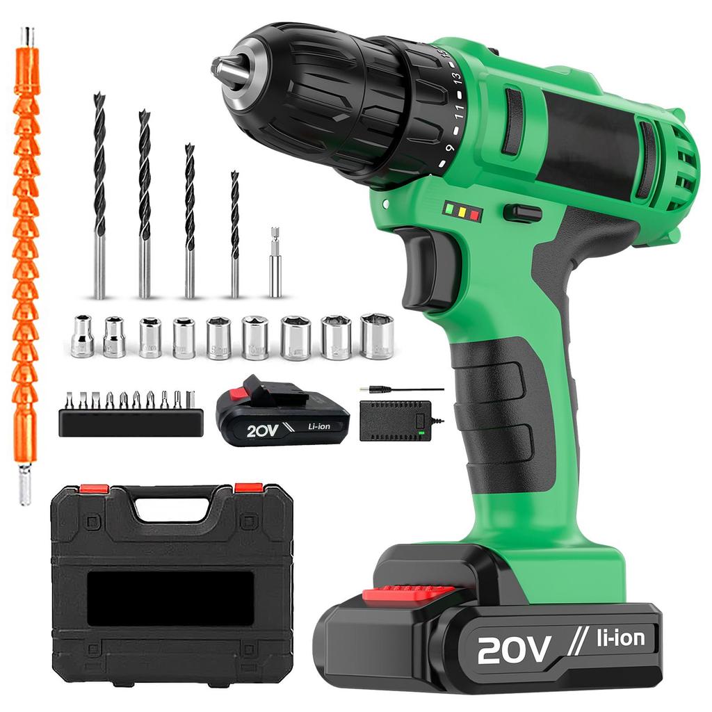20V Cordless Keyless Drill Set Electric Screwdriver Mini DIY Variable Speed Brushed Motor EU Warehouse Battery Power Source