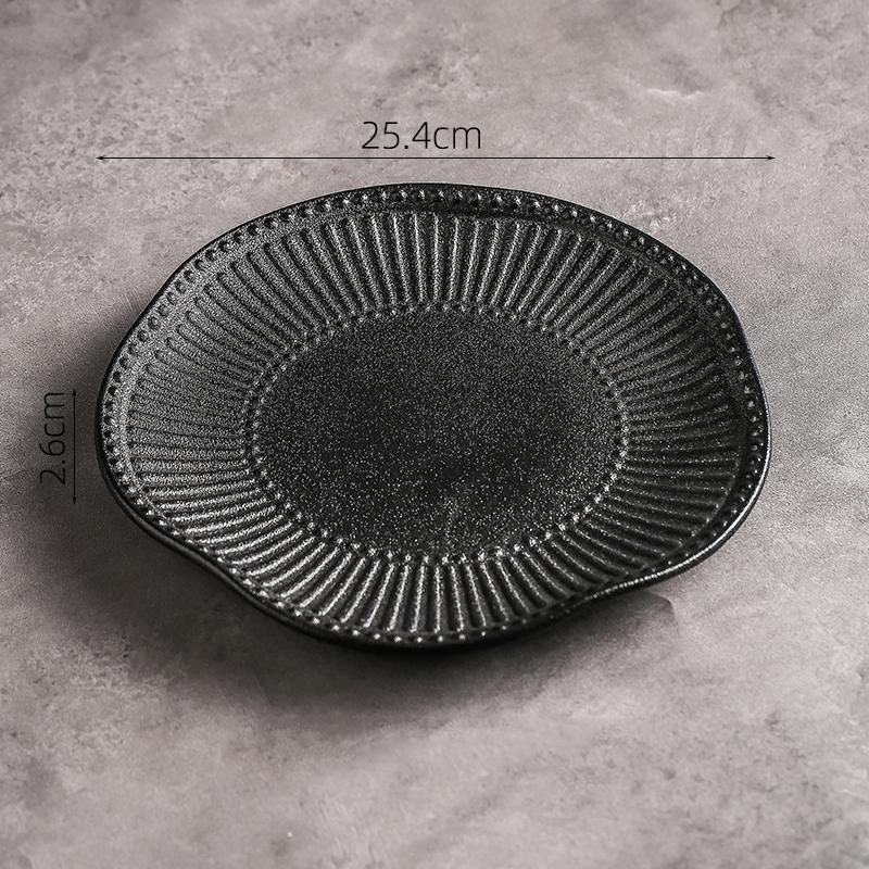 Assiette Creuse en Céramique à Rayures en Relief de Couleur Unie Assiette à Salade Assiette à Dessert Plat à Sashimi Sushi Vaisselle Créative de Cuisine Moléculaire