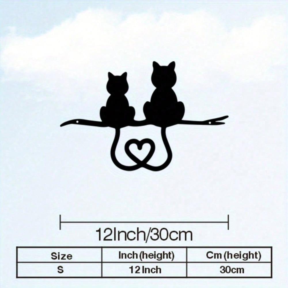 Metall-Wandkunst im Vintage-Stil Weihnachtskatze Rostfreies Eisen Herz-Silhouette Gartenzaun Ferienhaus-Dekoration Geschenk für Katzenliebhaber
