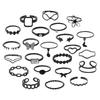 23-Piece Set: Black Butterfly Diamond & Pearl Knuckle Rings for Women